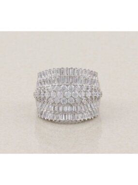 Sterling Silver Sparkly Bold Cubic Zirconia CZ Statement Ring Size 10